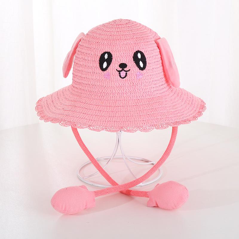 Hat with moving ears will light up Children's sunshade Straw hat Women's summer sun protection Cute rabbit hat Outdoor scenic spot