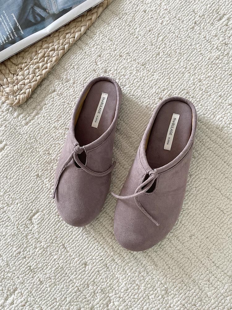 Fashion Suede Women Flats Slippers Designer Bow Mules Shoes Autumn Casual Slingback Shoes New Trend 2025 Walking Cozy Zapatillas Ladies