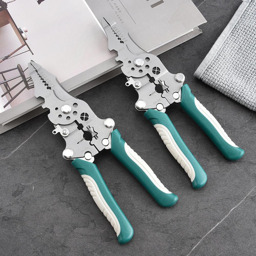 1Pc 1 Universal Folding Wire Stripping Pliers Multifunctional Stripping Wire Winding Crimping Wire Cutting Electrical Pliers
