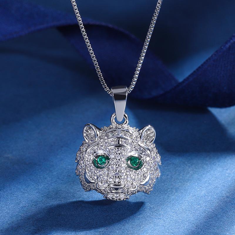 Schmuck Kupferboden Vergoldet Retro Voll Diamant Luxus Eingelegt Leopard Temperament Leichter Luxus Anhänger Set