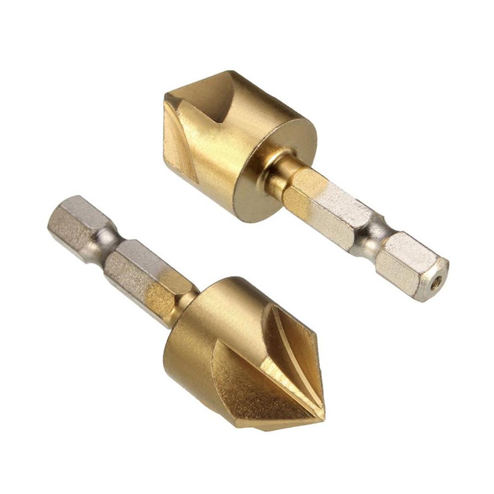 6Pcs Hexagonal Handle Titanium Plated Chamfering Knife Countersunk Drill 6-19mm HSS Deburring Cutter Woodworking Spot Facer Tool