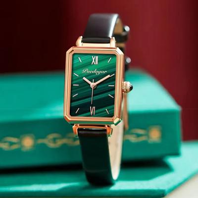 Relógios femininos moda verde quadrado couro relógio de quartzo topo marca luxo à prova dwaterproof água senhoras relógio de pulso namorada