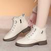 Low-heeled Martin boots women's new autumn and winter soft-soled leather shoes fleece warm British short boots    women's shoes