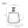 Internet Celebrity Bear Mug: Hammer Pattern Glass with Lid & Spoon, Ideal for Home, Office, or as a Souvenir Coffee Cup.