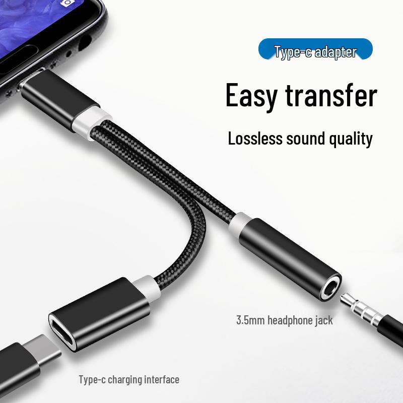 Adattatore Type-C Versatile: Cavo a Doppia Funzione per Cuffie da 3,5 mm e Ricarica