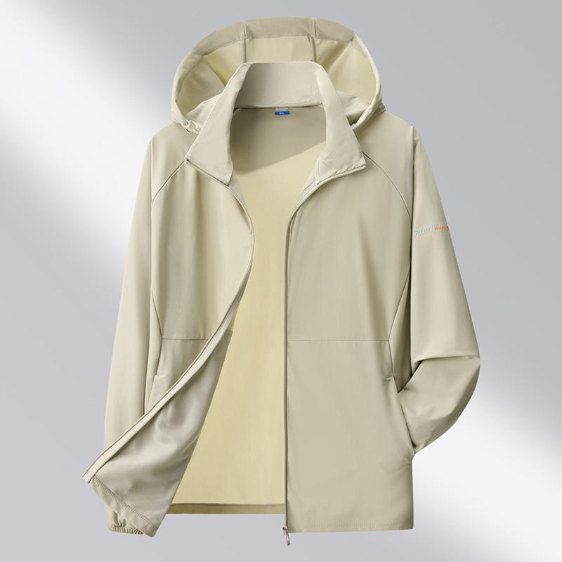 Ice Silk Sun Protection Clothing for Men In Summer, Thin, Breathable, Quick Drying, UV Resistant Hooded Sun Protection Jacket