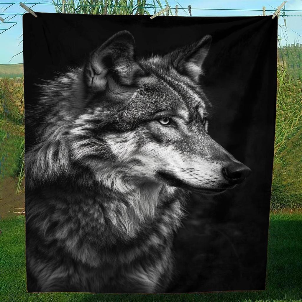 Vintage Wolf Blanket Wild Animals Nature Soft Warm Throw for Bed Sofa Living Room Travel Office Gift