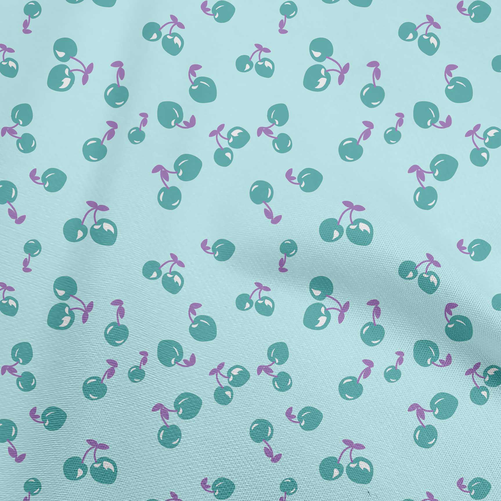 

oneOone Cotton Flex Grey Fabric Fruits Cherry Dress Material Тканина Тканина з принтом у дворі 40 дюймів 42 Inch Wide - Viscose Chiffon світло-синій колір