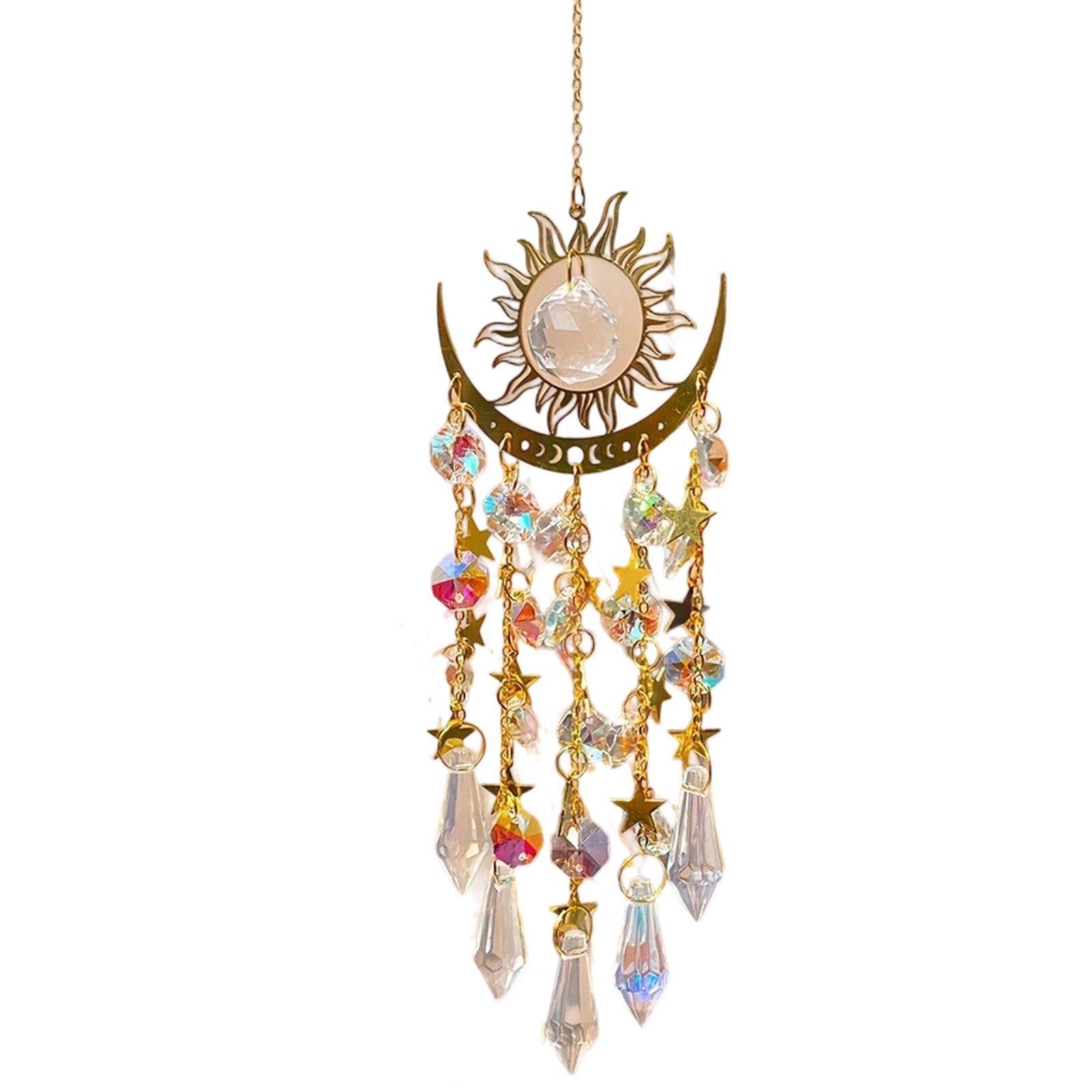 

Sun Catching Crystal Wind Bell Moon Metal Hanging Pendant Rainbow Sun Catching Window Car Hanging Garden Decorations