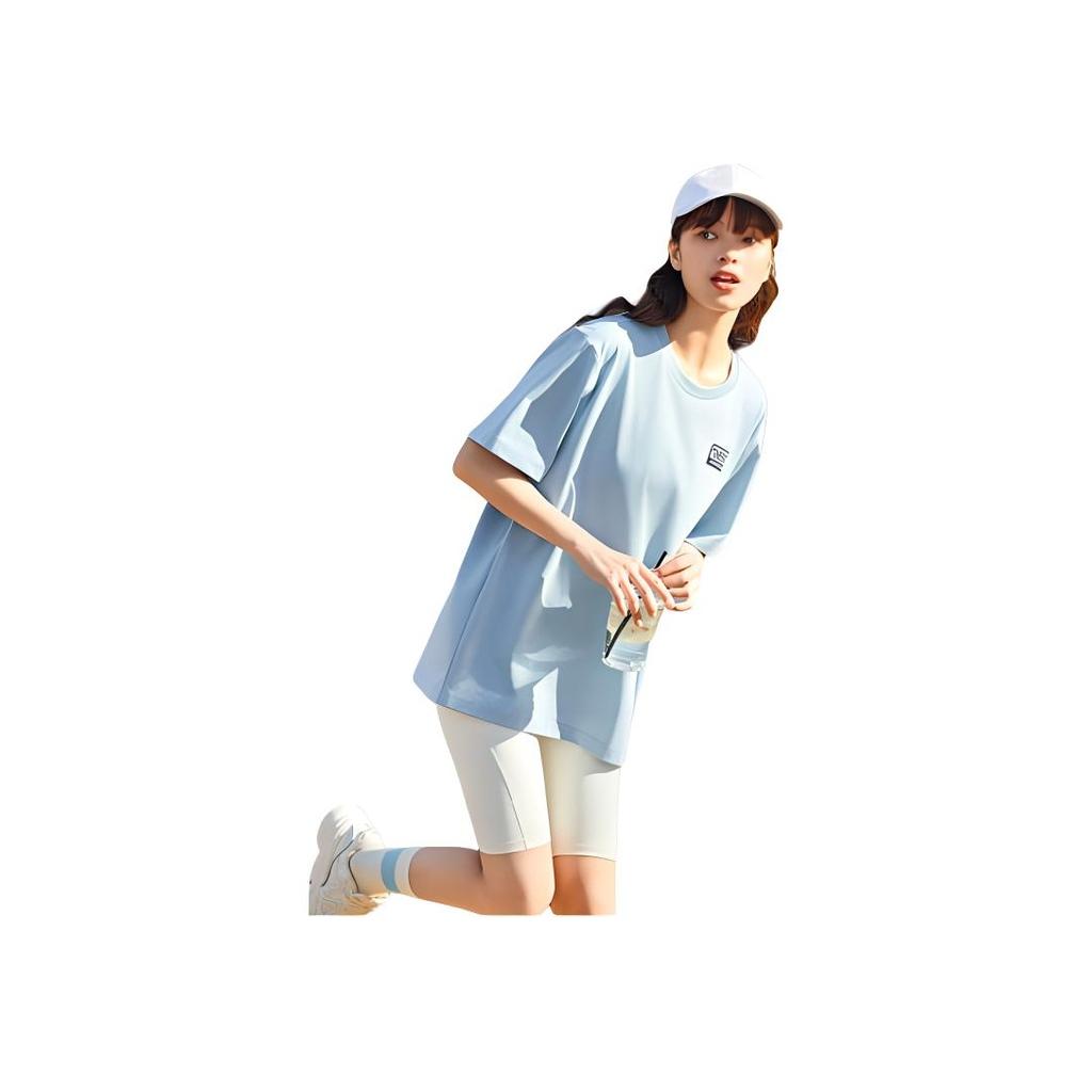 Anta Lifestyle Series Letter Round Neck Loose Short Sleeve T-Shirt Men Tops Light-Blue 152428104-3