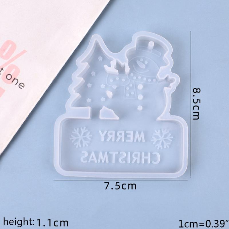 Hanging Ornaments Crystal Epoxy Resin Mold DIY Christmas Pendants Silicone Mould Santa Claus Elk Xmas House Casting Mold