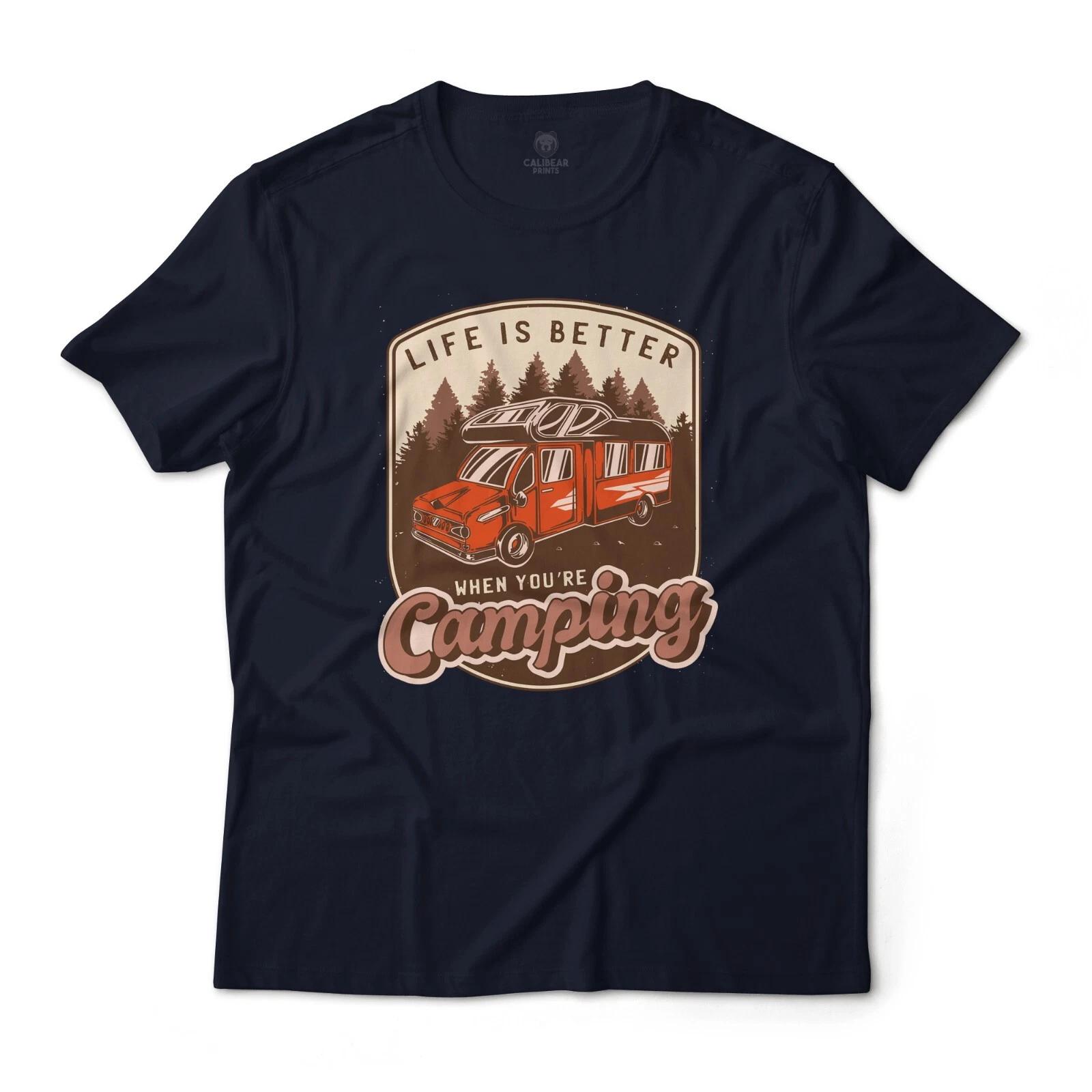 Life Is Better When You re Camping Van Life Graphic T-T-Shirt Lightweight Cotton XL