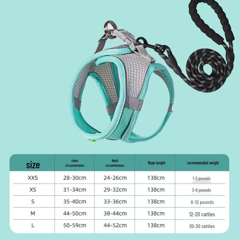 Breathable Reflective Pet Harness Vest with Leash for Cats & Dogs