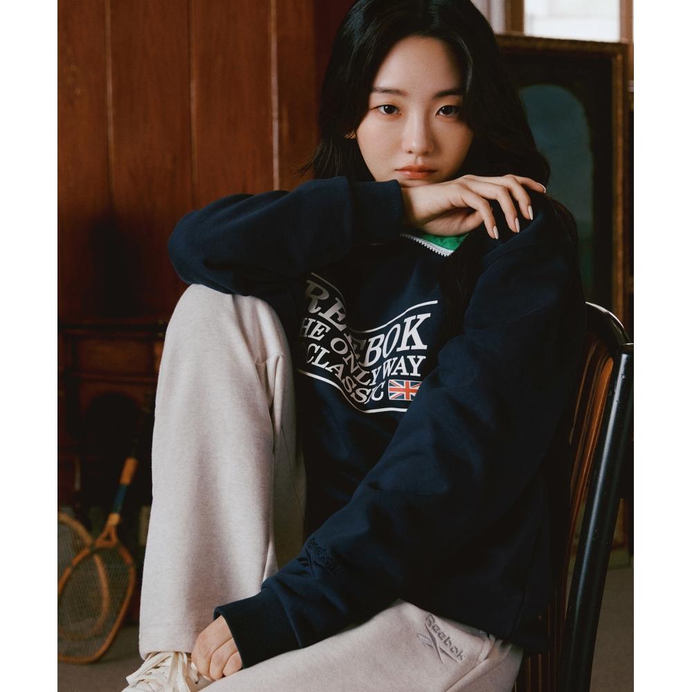 

REEBOK [Чо И Хён одет] Классический свитшот с надписью Темно-синий