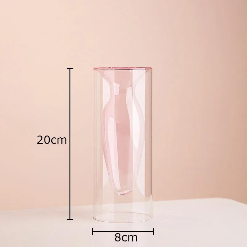 Multicolour Transparent Glass Vase Hydroponics Flower Pot Desk Decoration Flower Arrangement Floral Vases Room Aesthetic Decor