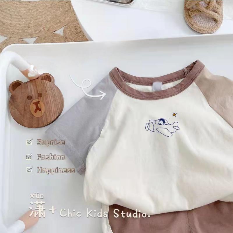 Children's Cotton Baby Sets Letter Print Casual Sports Boy T-shirt + Shorts Clothing Sets Toddler Unisex Leisure Shorts Sets