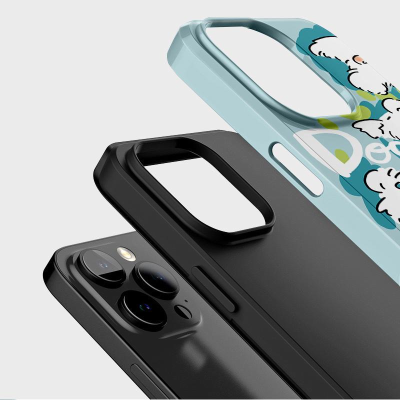 Sublimation Coated Glossy Phone Case Hard Plastic +TPU Soft TPU Shell White Dogs Patterned Full Protective Back Cover for iPhone Samsung