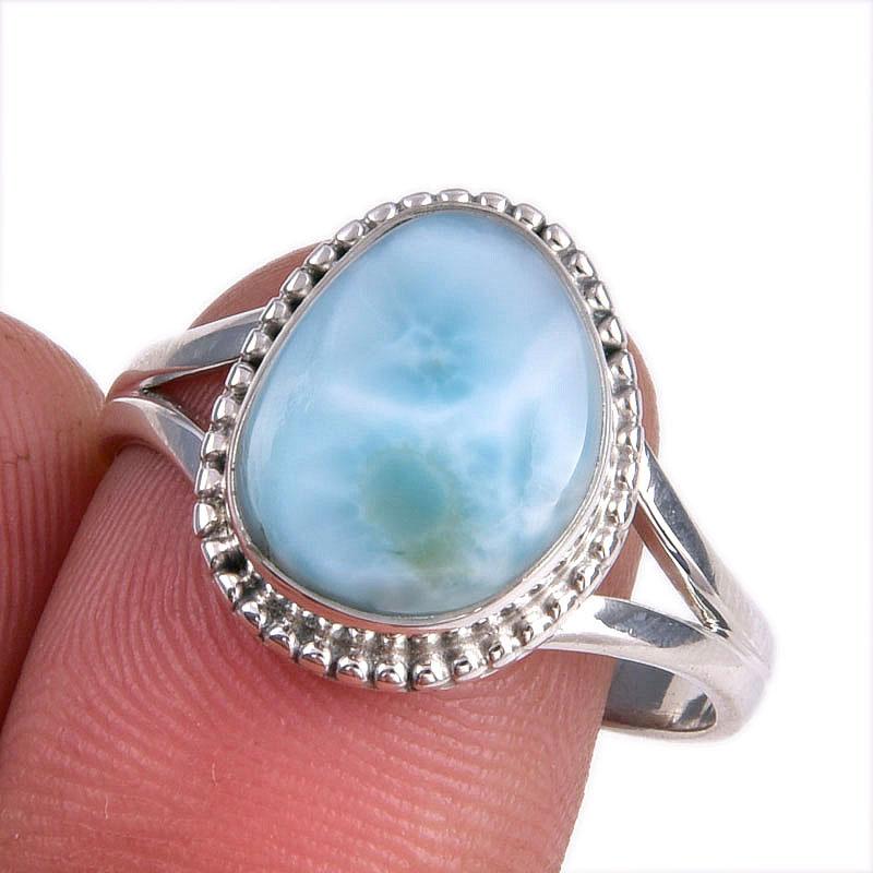 

Natural Republic Larimar Gemstone 925 Solid Silver Jewelry Ring Size 9.5 d9A98