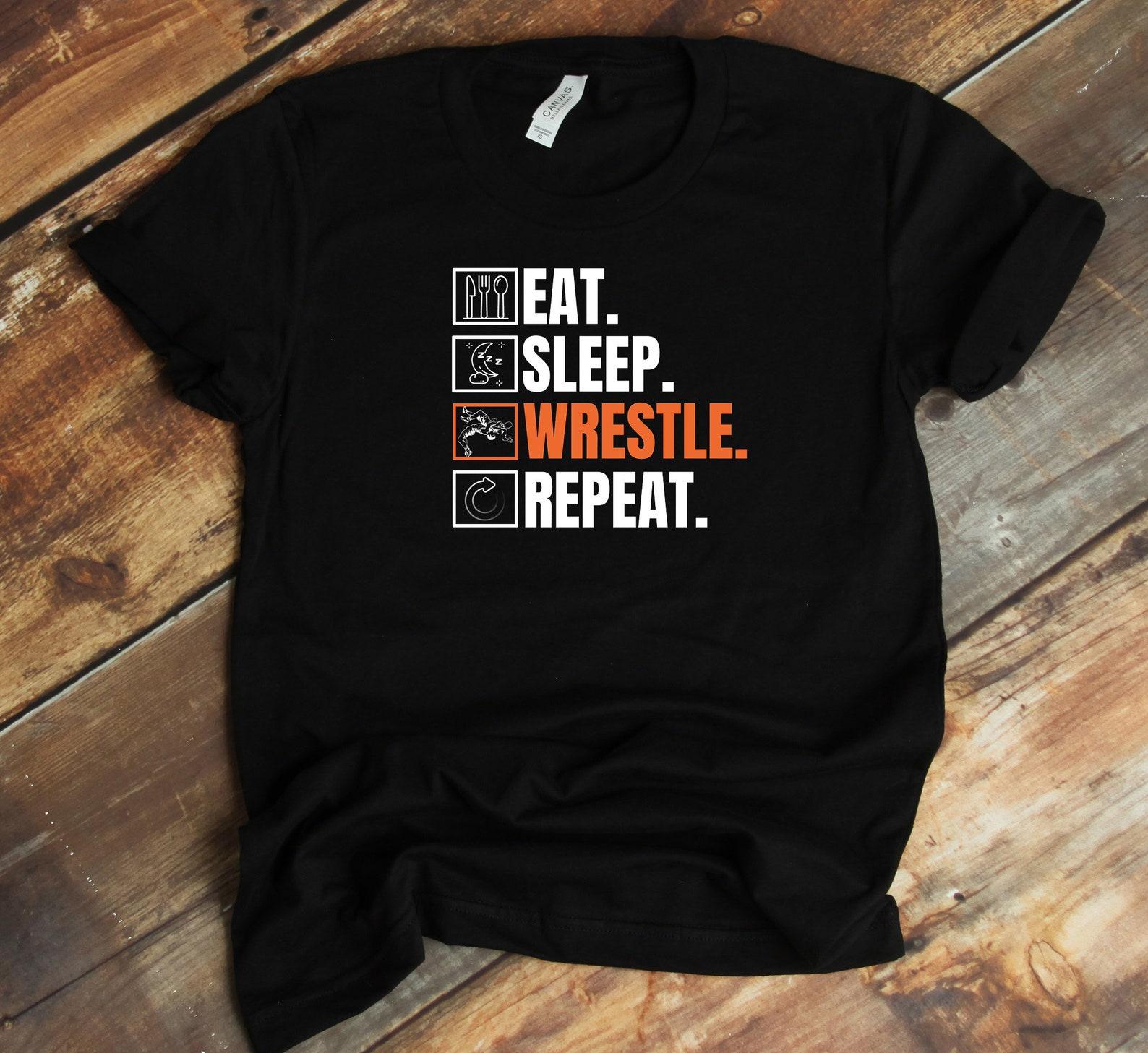 Wrestler T-Shirt - Eat Sleep Wrestle Repeat Wrestler Life Cycle Funny Wrestling Shirt XL