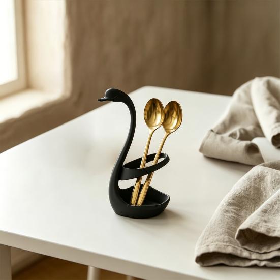 3D Printed Elegant Swan Storage Rack with Ventilation And Draining Base, Multi-Purpose Toothbrush Holder Pen Organizer Cutlery Stand for Bathroom