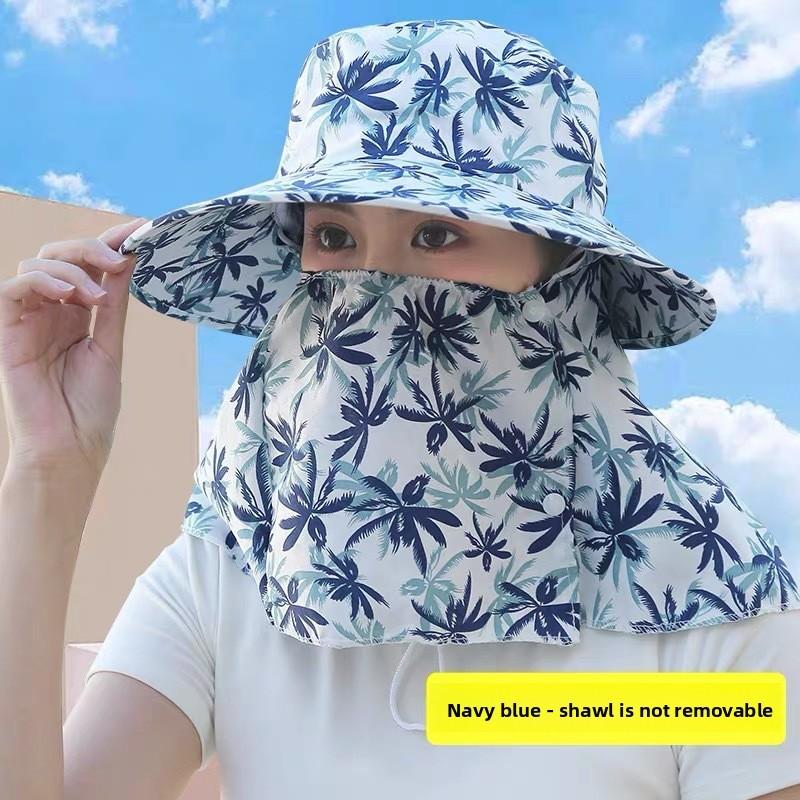 Summer Sun Protection Cap With Wide Brim Cotton Breathable For Outdoor Work And Cycling