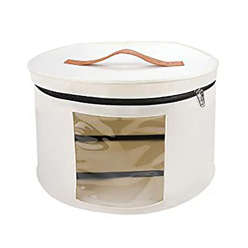 Hat Storage Box Dustproof Case Household Round Felt Storage Hats Bucket Clothes Organizers With Zippered Lid Travel Bags