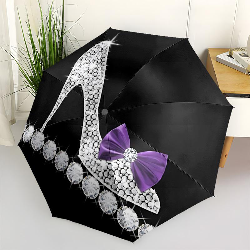 

1pc High Heel Automatic Open/Close Folding Umbrella - Compact 8-Rib Design, Daily Use, Perfect Gift for Friends & Family yy260327090
