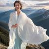 New Style Women's Scarf, Pure Color Scarf, Summer Sun Protection and Breathable Shawl, Retro Thick-edge Silk Scarf