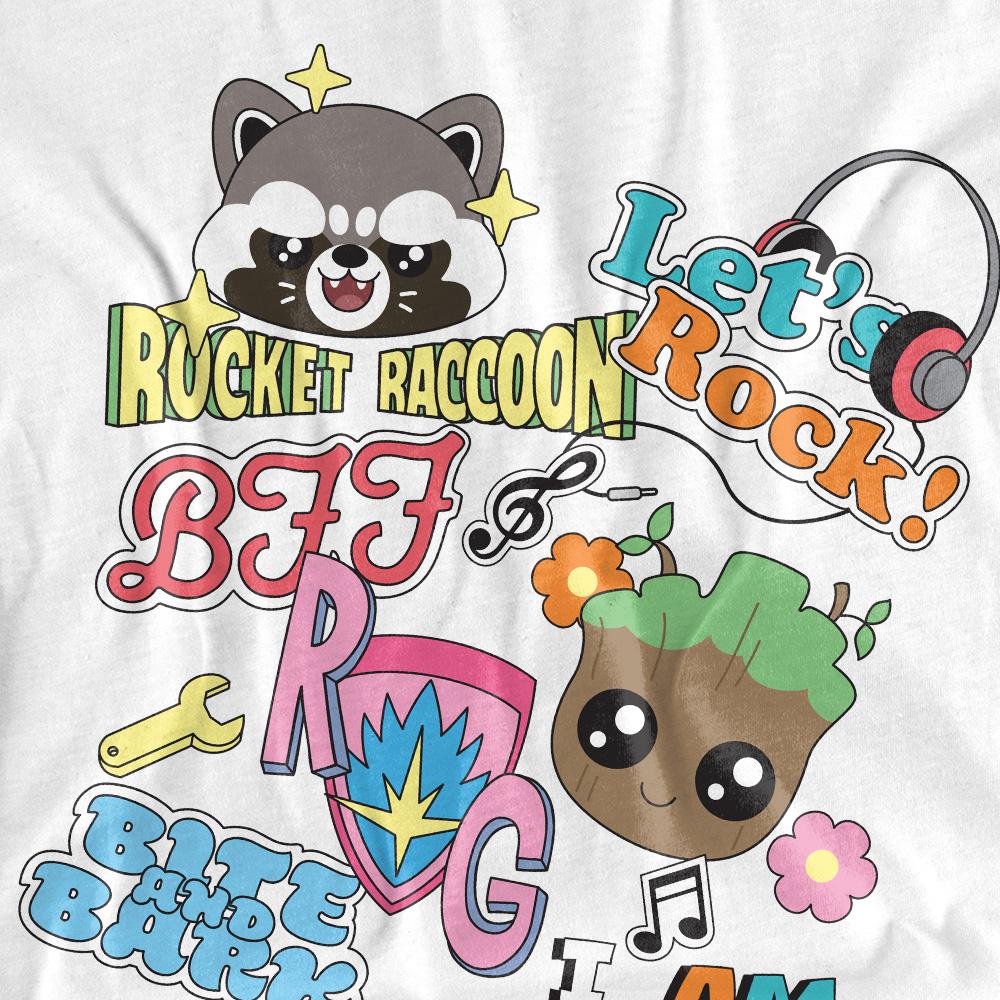 Guardians Of The Galaxy Childrens/Kids Rocket & Groot Stickers T-Shirt