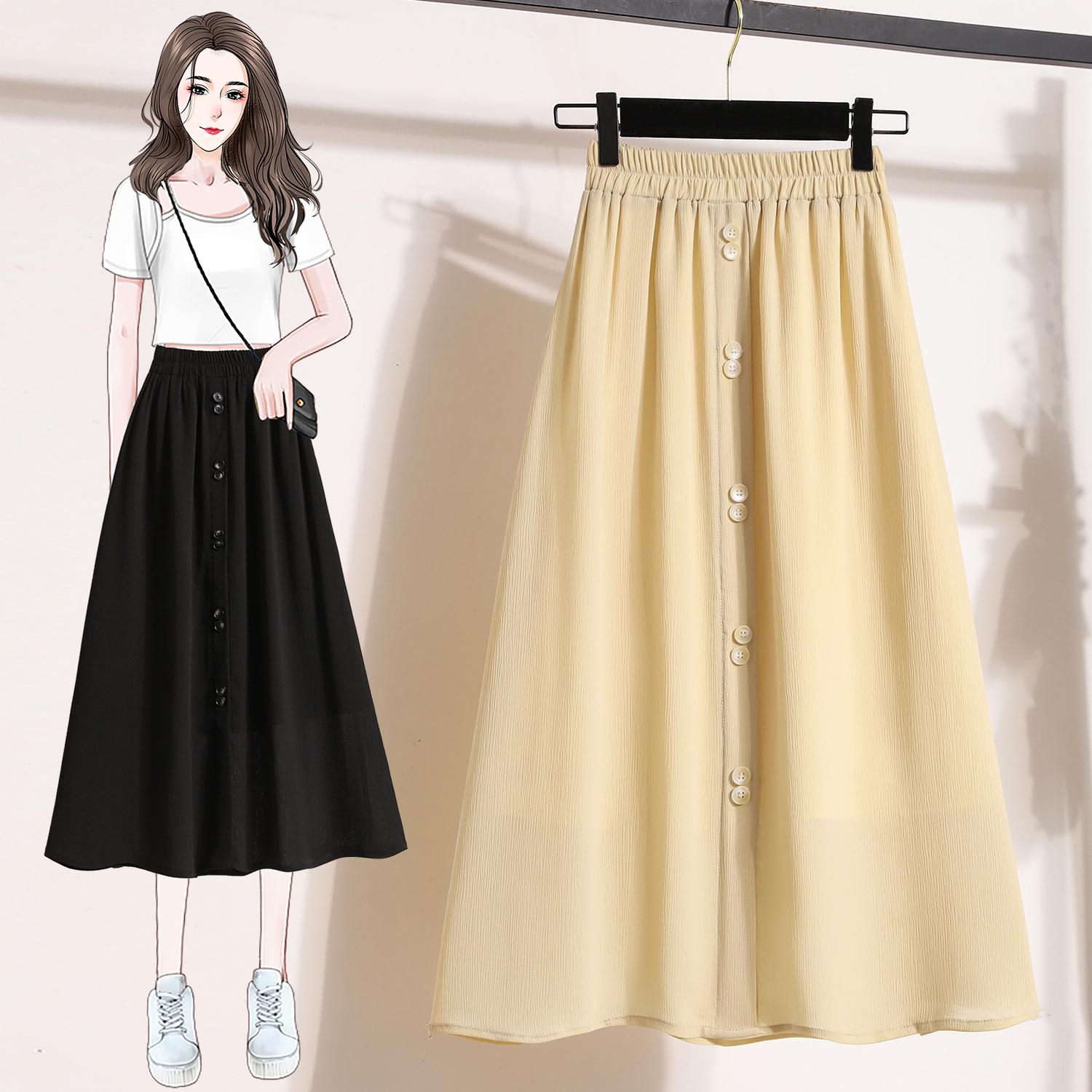 

Dimanaf 2024 летние женские юбки больших размеров, повседневные однотонные длинные юбки с эластичной резинкой на талии, винтажные свободные шифоновые 5XL 5XL жёлтый