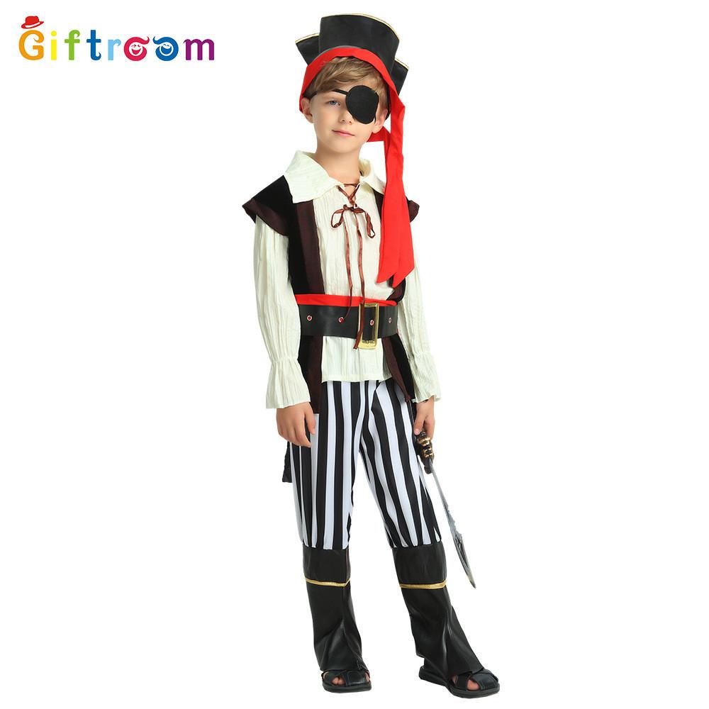 Impressive Caribbean Pirate Outfit For Boys Made From High-quality Polyester Fabric