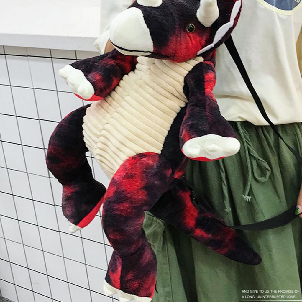 Kids Dinosaurs Plush Backpack Cute Cartoon Zipper Closure Strap Adjustable Stuffed Animal Backpack