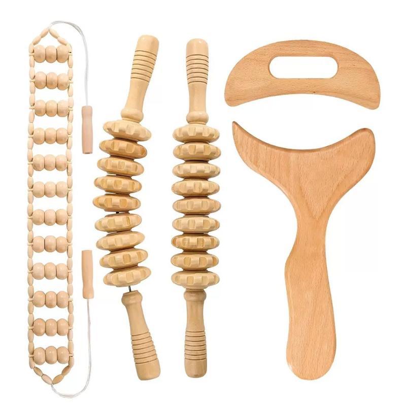 Ergonomic Wooden Massage Tool Natural Solid Wood Skin Friendly for Home Relaxation Post Work Neck Back Relief