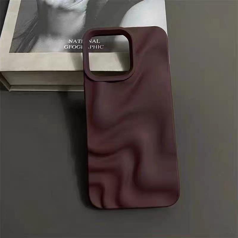 Jednobarevné pouzdro kompatibilní pro iPhone 7Plus 16 13 15 11 14 12 Pro Max X XS XR Max 6 8 6s Plus SE 3D nepravidelný vlnový kryt