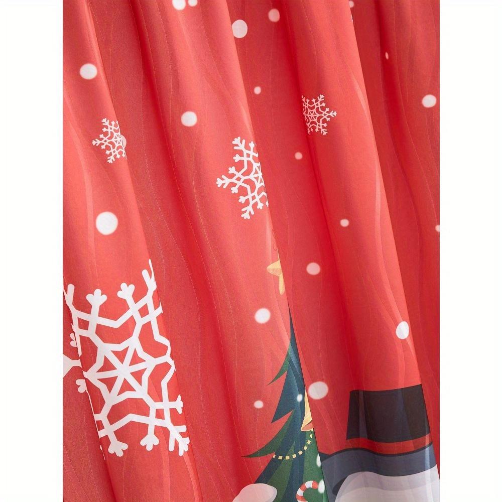 Single Panel Christmas Themed Curtains Living Room Bedroom Decoration Decorative Rod Pole Window Screens Curtain Polyester Ideal For Area