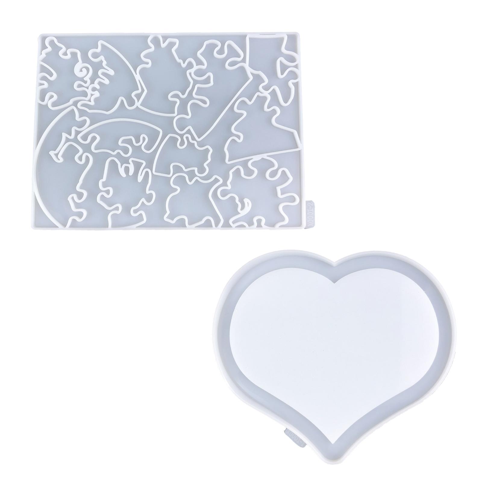 WTEMPO Heart-shaped Puzzle Decorative Crystal Resin Mold DIY Decorative Silicone Epoxy Resin Mold 4pcs