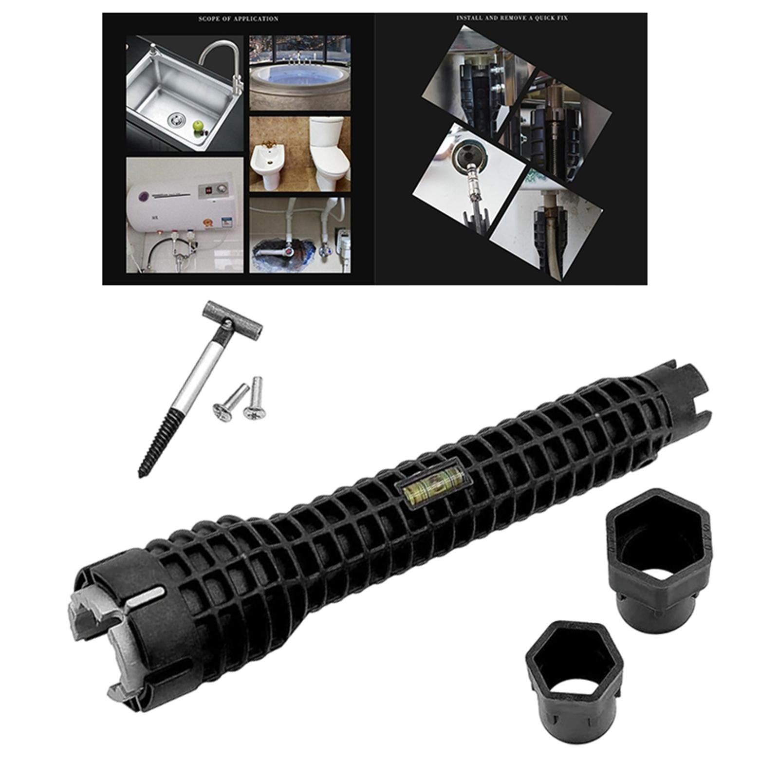 Anti Slip Sink Faucet Installer Wrench Plumbers Wrench with Bubble Level Pipe Spanner Sink Faucet Wrench for Water Heater Faucet чёрный