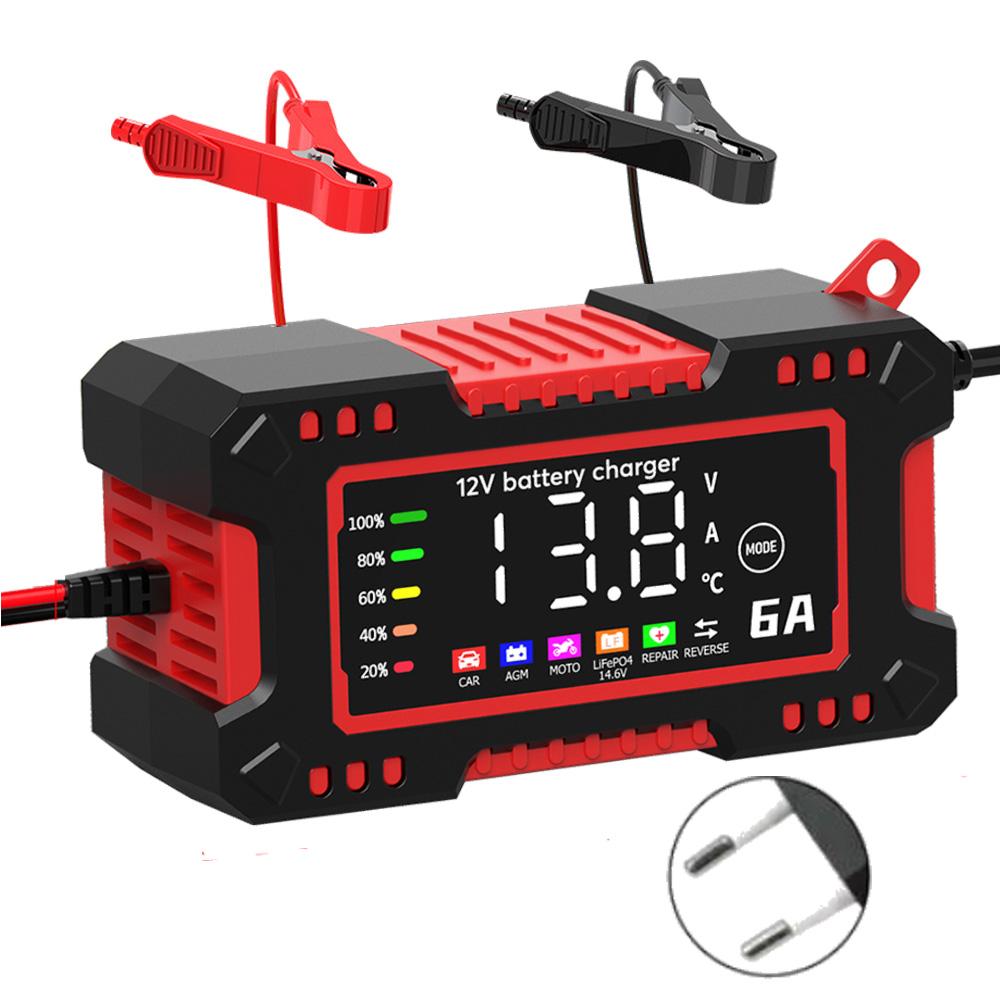 

Большой экран 12 В 6 А автомобильное зарядное устройство 14,6 В 6 А зарядное устройство для электрических мотоциклов для Lifepo4 свинцово-кислотных AGM GEL PB литиевых аккумуляторов красный