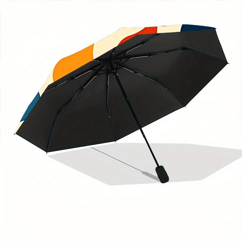 1pc Wavy Colors Automatic Open/close Folding Compact Umbrella, 8-Rib Sturdy Canopy, Lightweight Portable, Everyday Use, Gift, Outdoor Umbrella, Travel