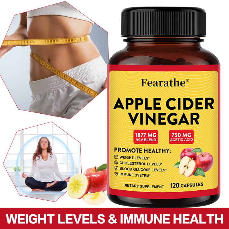 Apple Cider Vinegar 120 Capsules Extra Strength ACV Supplement with Vitamin D3