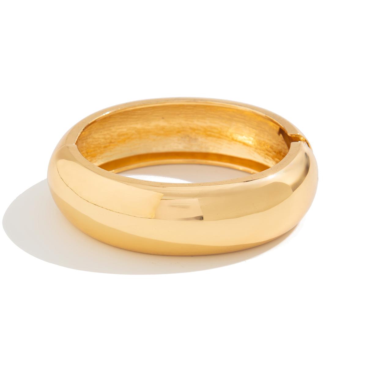 

Ingemark 3 Styles Punk Hip Hop Smooth Heavy Metal Spring Bangles for Women Fashion Statement Gold Color Bracelets Men Jewelry