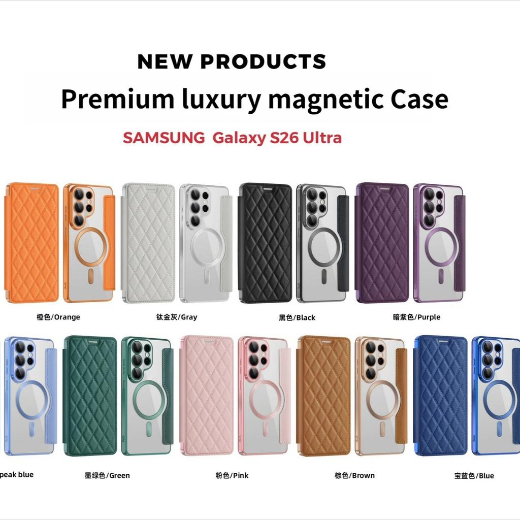 Magnetische Leder Klapp Hülle Stoßfest für Samsung Galaxy S26Ultra S25 Edge S24 S23 Plus FE Kartenhalter Kabelloses Laden Abdeckung