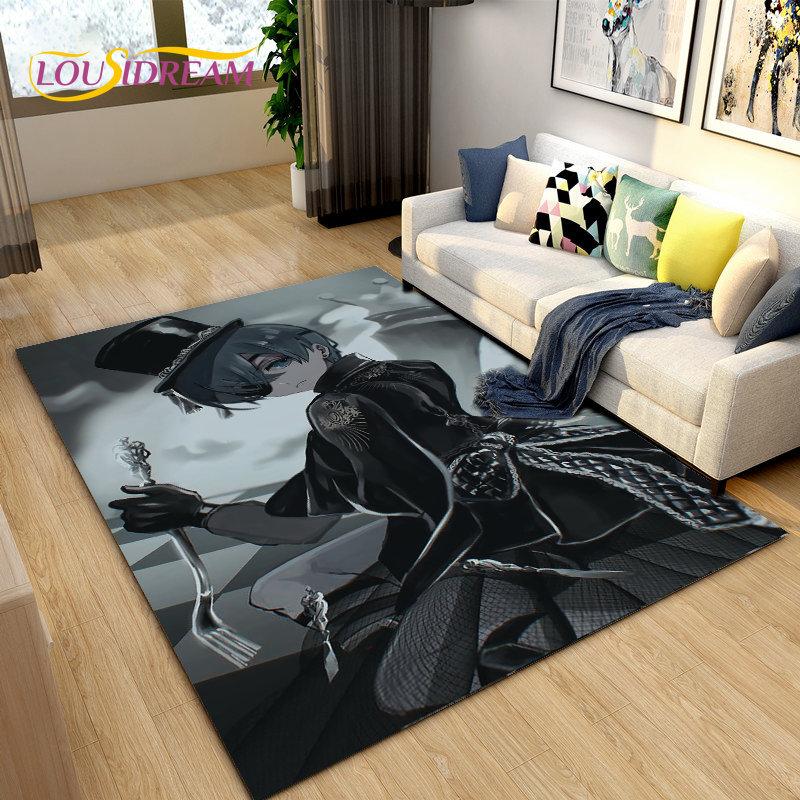 Black Butler Anime Cartoon Area Rug,Carpet Rug for Living Room Bedroom Sofa Doormat Decoration, Kids Play Non-slip Floor Mat