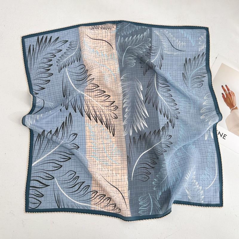 100% Silk Crepe Square Scarf Women Fashion Office Decorative Lace Neckerchief