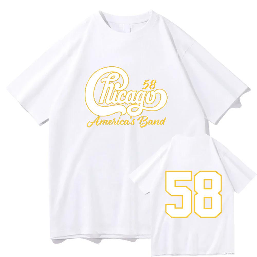 58 Chicago America's Band Printed Tshirt Streetwear Unisex Short Sleeve Cotton Female T-shirt Graphic Printing Tees Women Shirts