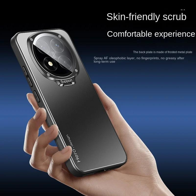For Redmi Note 14 Pro Plus 14pro Metal Lens Camera Holder Cover for Redmi Note14 Pro+ Shockproof Matte Protection Kickstand Case