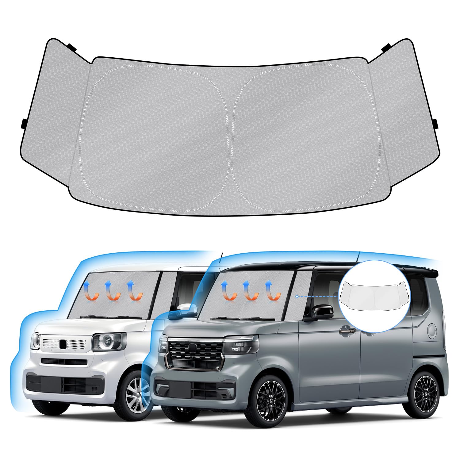 

Windshield Sunshade for Honda New October 2023 UV Blackout Handlebar Light Heat Heat Car Honeycomb Storage Bag Interior Easy Direct from the серый