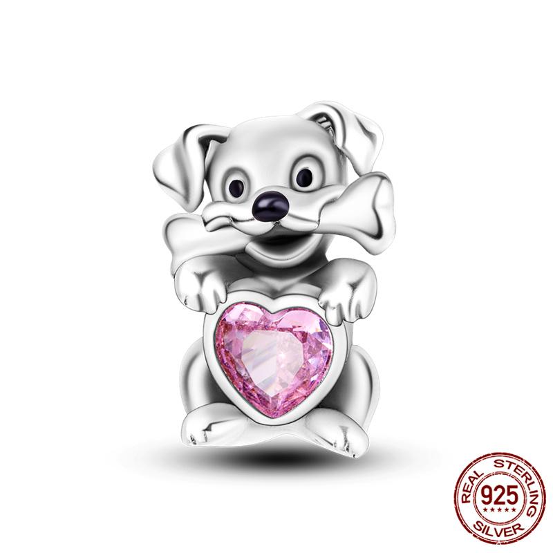 Fit Charms Fororiginal Bracelets Animal Series Flower Rabbit Holding Heart 100%Copper Jewelry Making For Women Gift