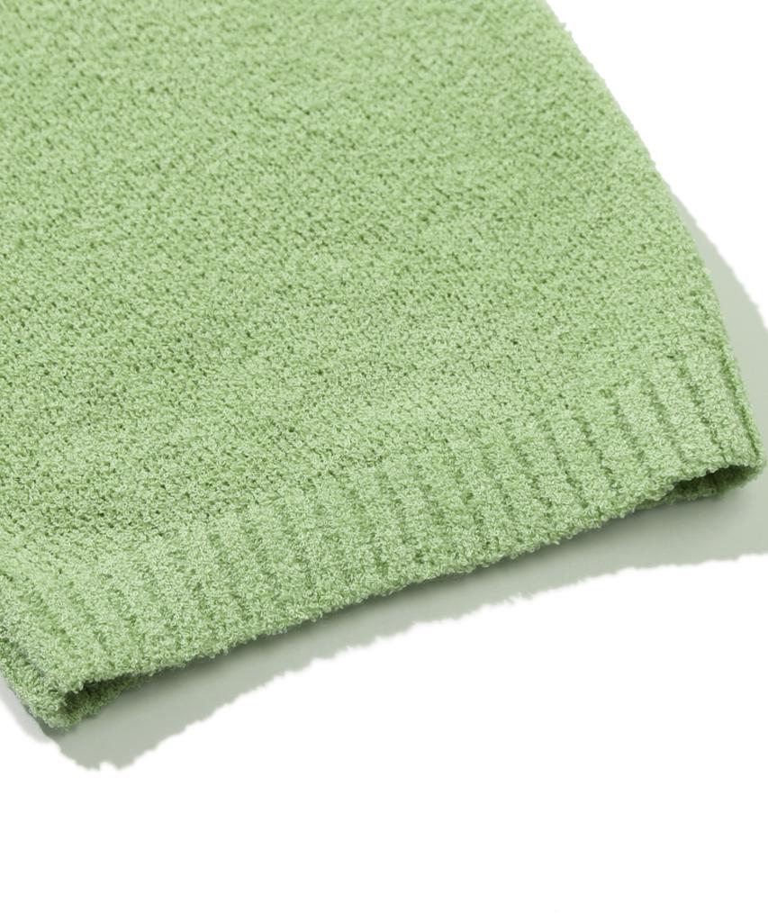 TRILLION Washable Boucle Collar Short Sleeve Knit (Light Green)