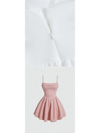 New Summer Fashion Evening Gown: Sexy Solid Color Pleated Dress with Back Zipper & Spaghetti Straps